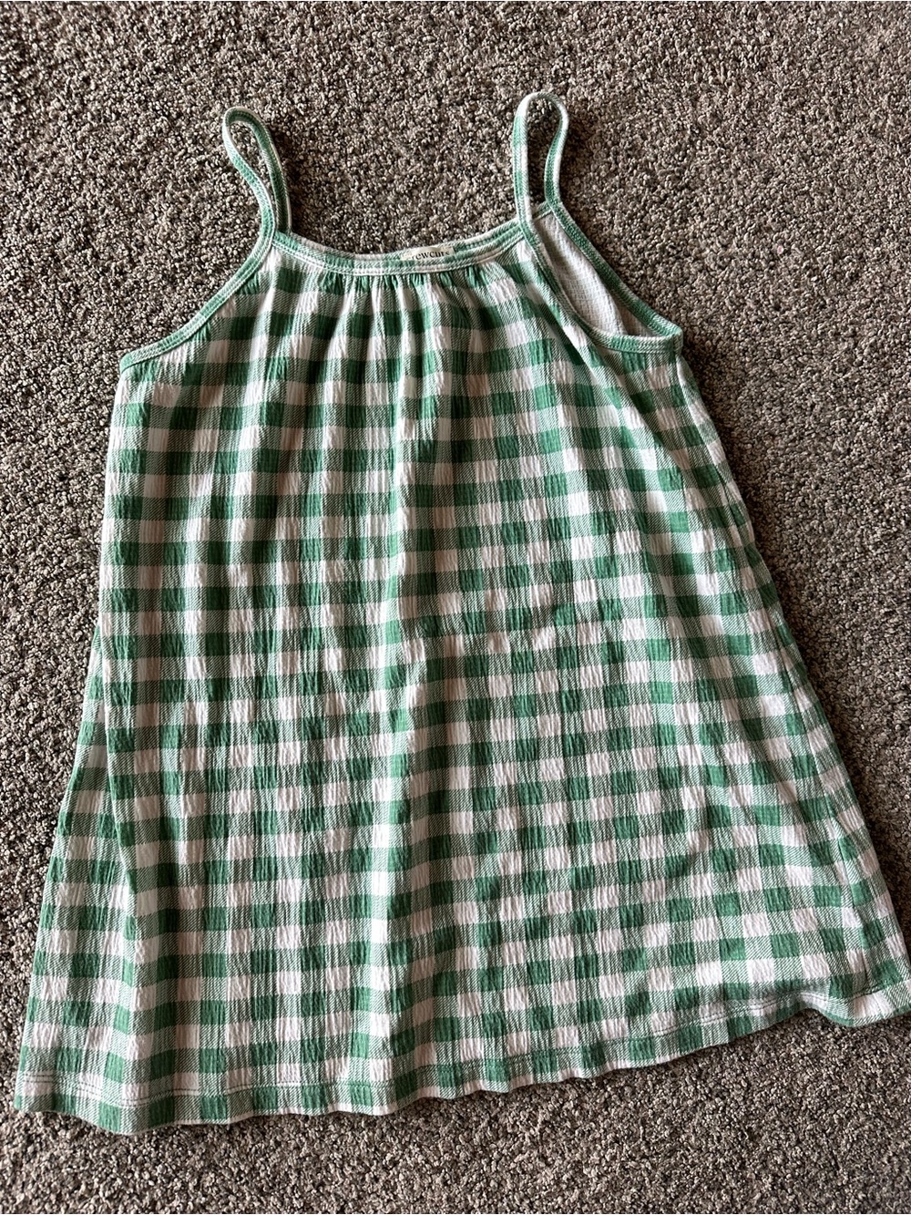 Crewcuts Green & White Gingham Dress